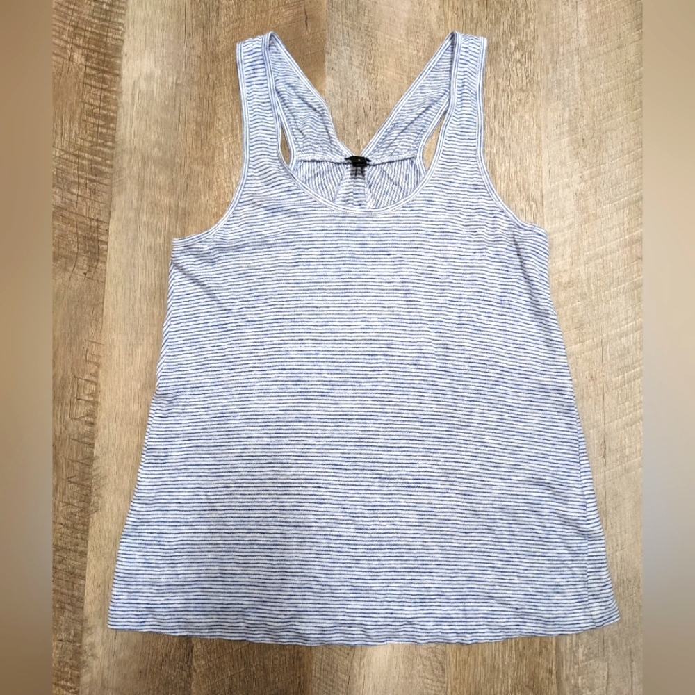 J. Crew Blue and White Striped Linen Sleeveless Top Size Small